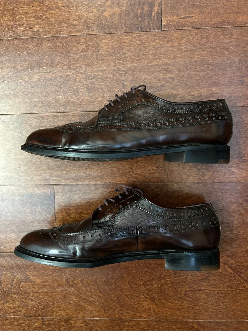 Men’s Esquire Korean Brand Brown Wingtip Oxford Dress Shoes, Size 9.5 E